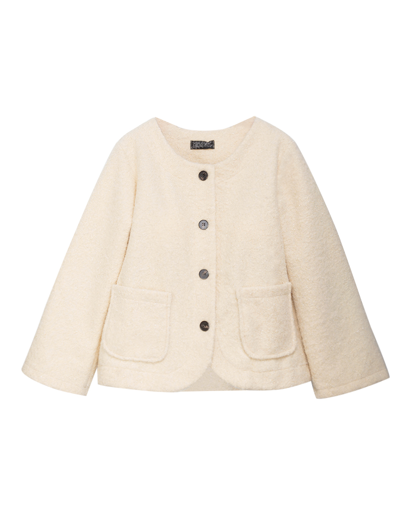 Lurex Strickjacke mit Knöpfe und Fronttasche Lurex Strickjacke mit Knöpfe und Fronttasche