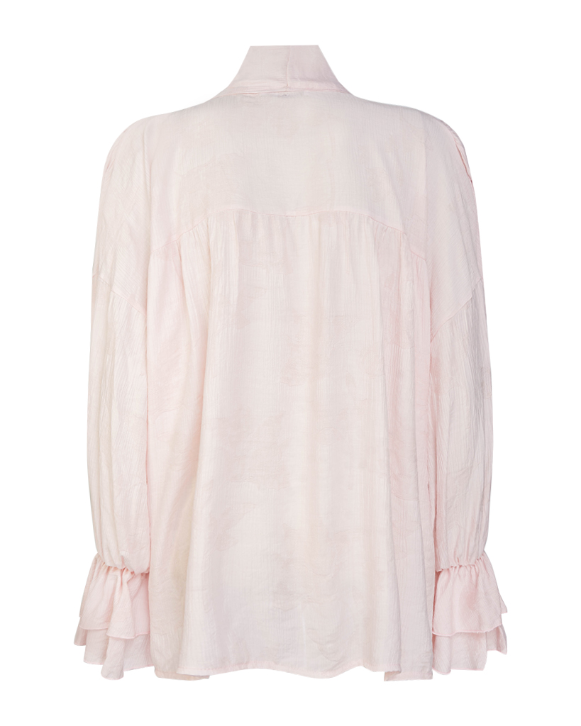 Leicht Oversize Bluse mit Schleife & Volant-Manschetten – Modern & Feminin Leicht Oversize Bluse mit Schleife & Volant-Manschetten – Modern & Feminin