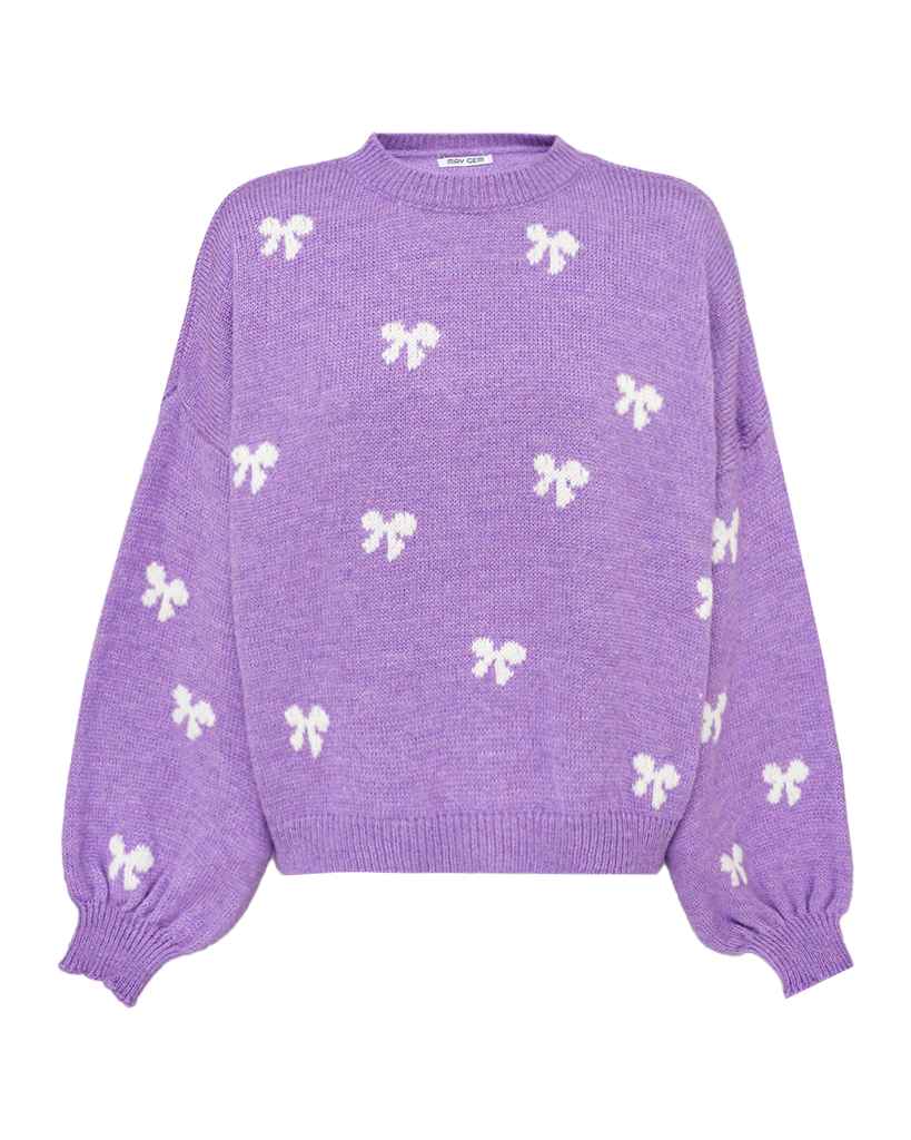 Strick Pullover mit Schleifen-Muster