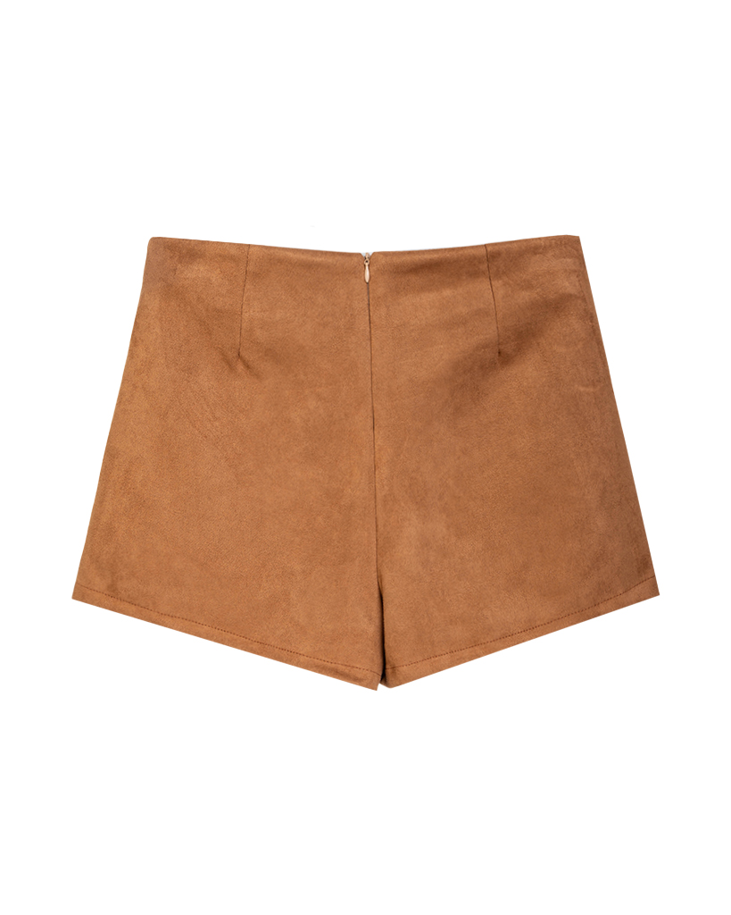 Velour leder Skort mit Schlitz 