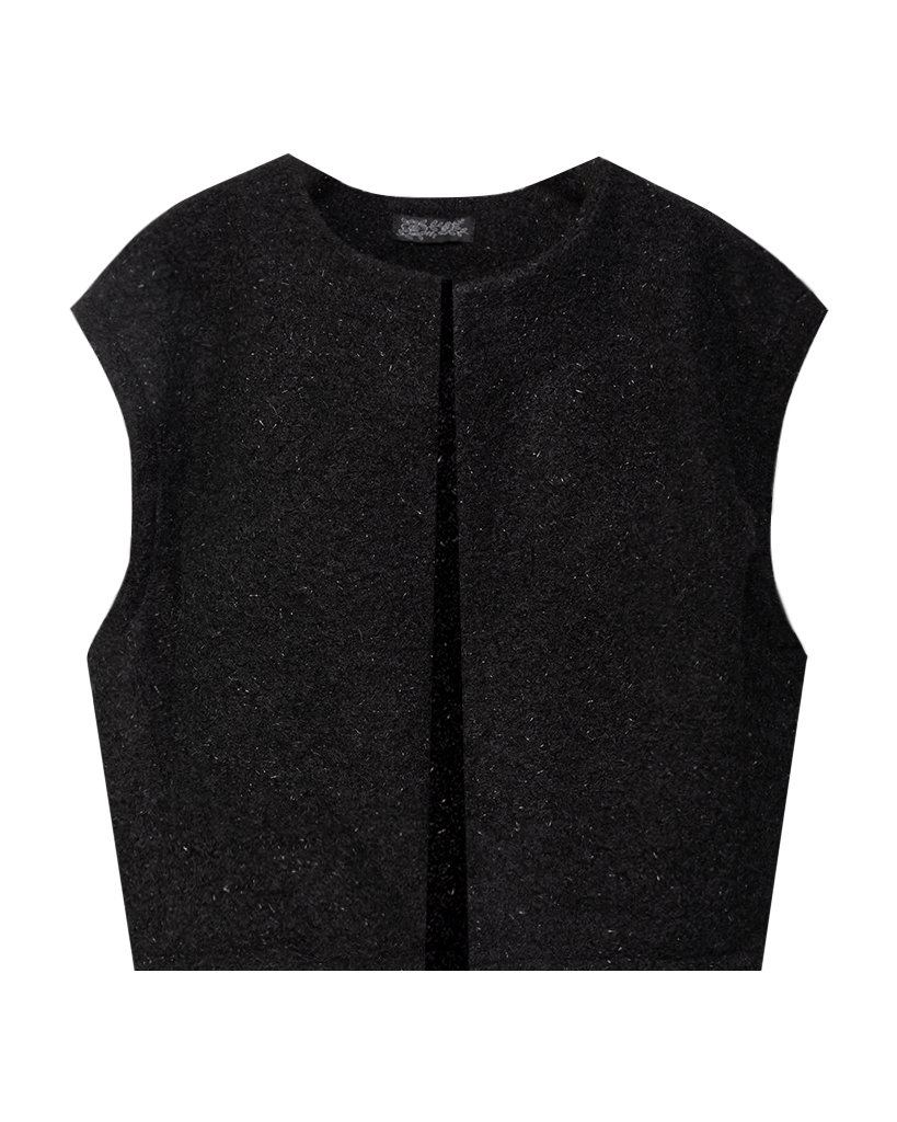 Ärmellose und Knopflose Strickweste mit Lurex