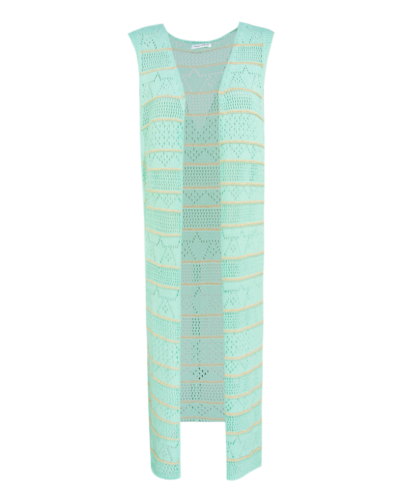 midi Strick Weste mit Lurex-Streifen