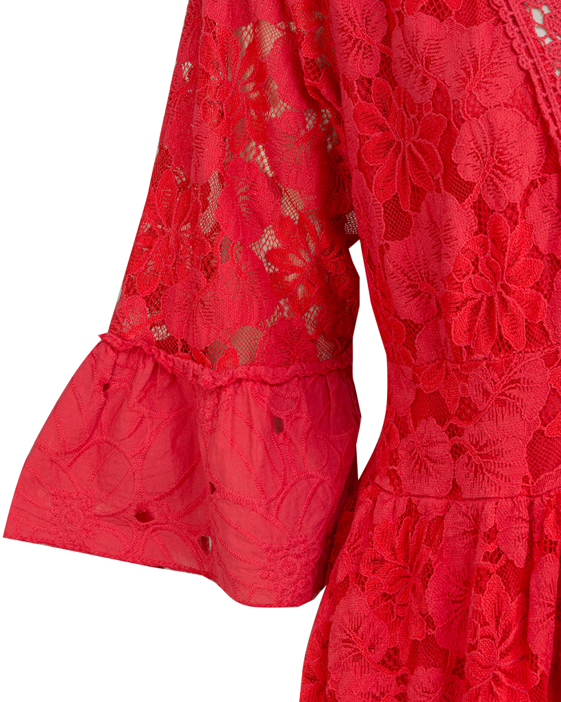 Midi Kleid aus Spitze 7/8 Ärmel