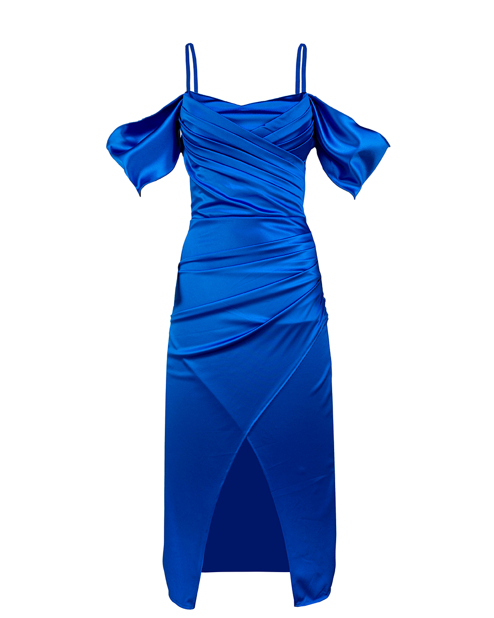 Satin Abendkleid mit Wickeloptik Satin Abendkleid mit Wickeloptik