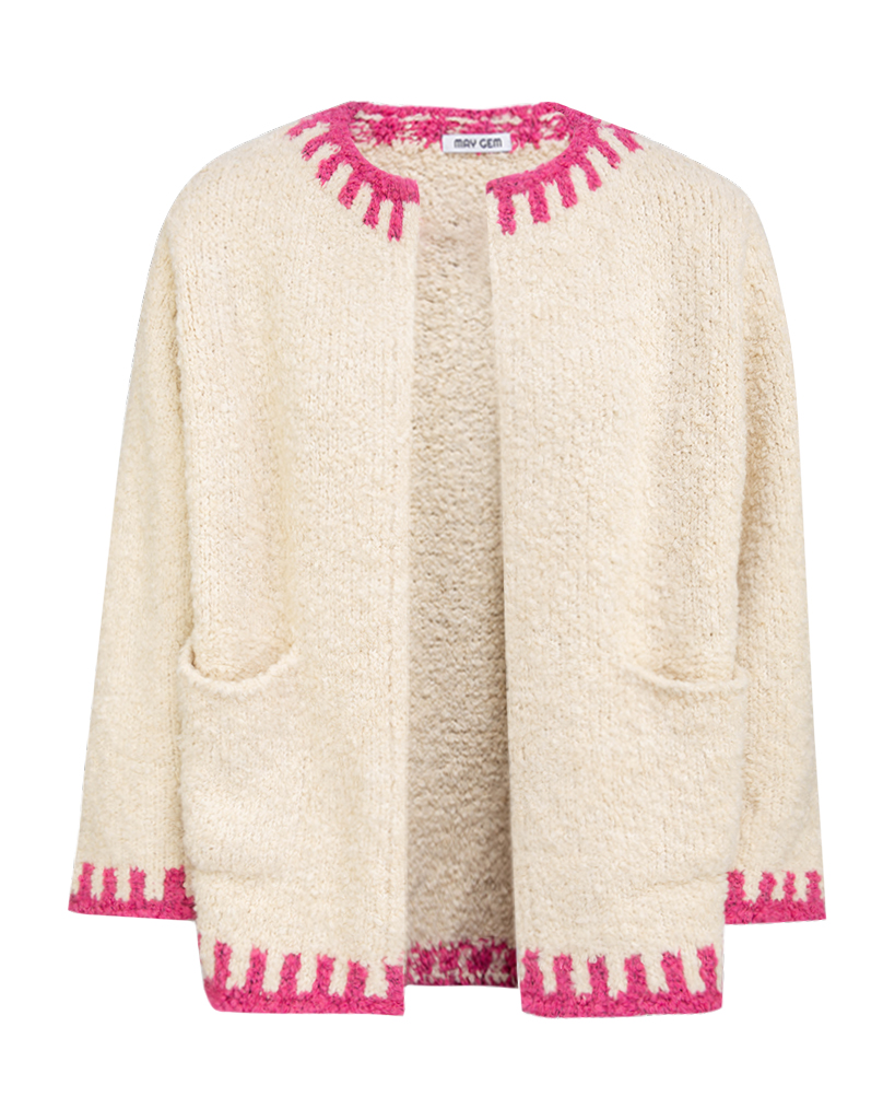 grobe Strickjacke mit abgesetzten Säumen