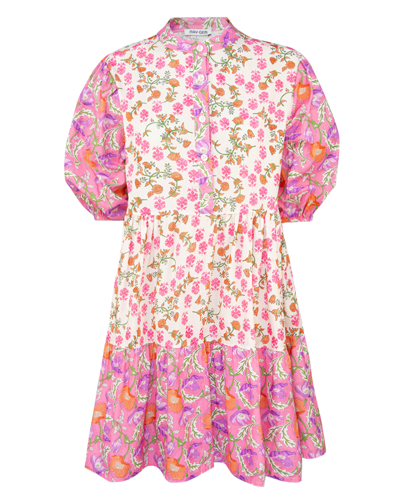 kurzes Tunika-Kleid mit Blumen Muster Print
