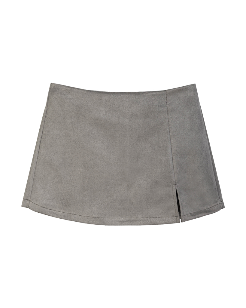 Velour leder Skort mit Schlitz 