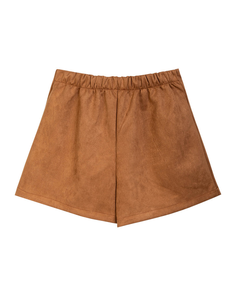 Velour Leder Shorts mit halber gummiband Velour Leder Shorts mit halber gummiband