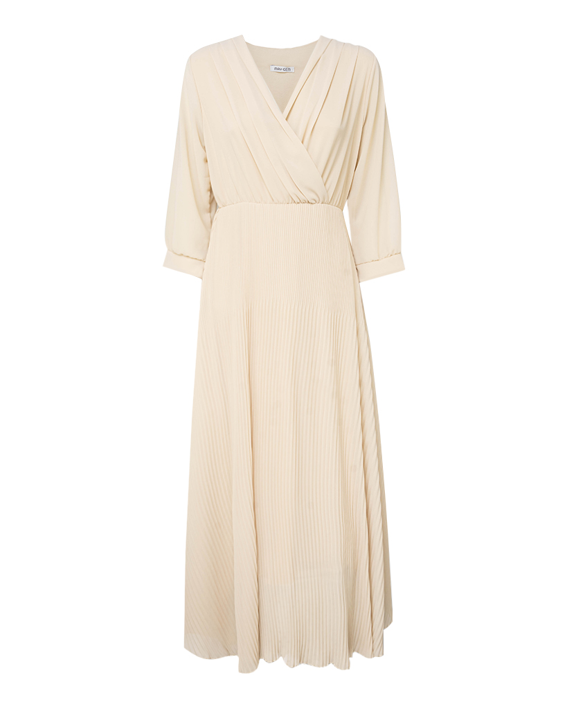 Plissee Kleid mit tiefem Ausschnitt