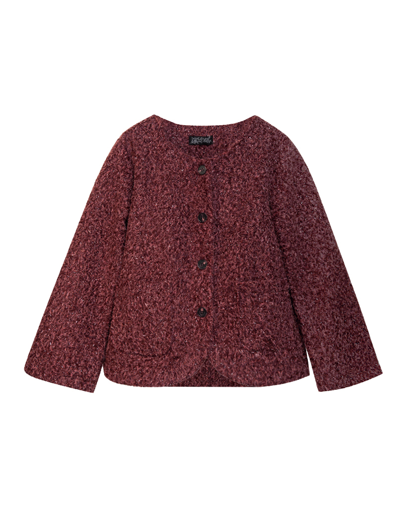 Lurex Strickjacke mit Knöpfe und Fronttasche