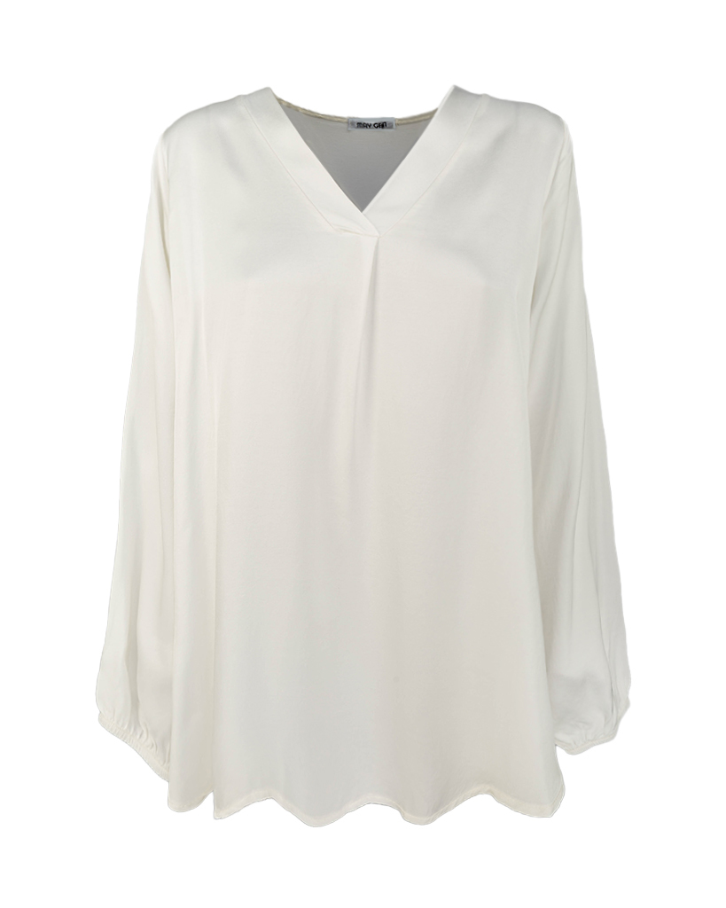Uni Viskose Bluse mit V-Ausschnitt Uni Viskose Bluse mit V-Ausschnitt