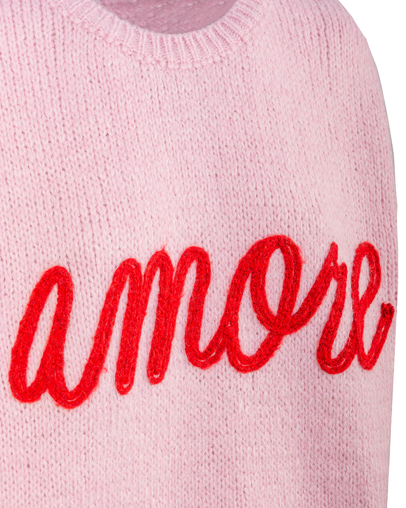 Strick Pullover "amore" gestickt kurzarm Strick Pullover "amore" gestickt kurzarm