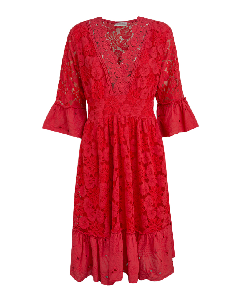 Midi Kleid aus Spitze 7/8 Ärmel