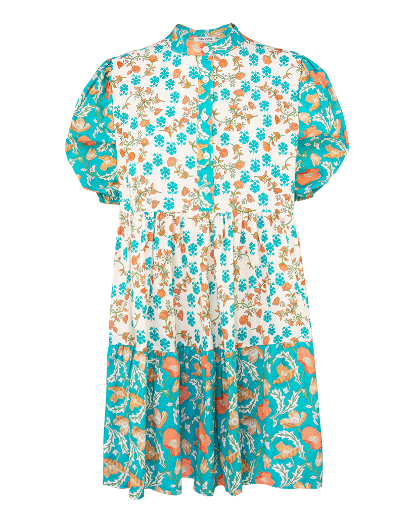 kurzes Tunika-Kleid mit Blumen Muster Print
