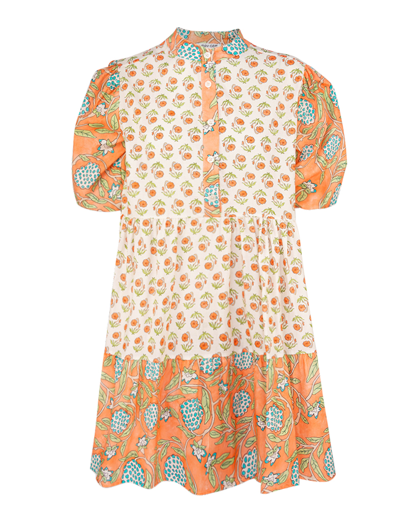 kurzes Tunika-Kleid mit Blumen und Beeren Muster Print kurzes Tunika-Kleid mit Blumen und Beeren Muster Print