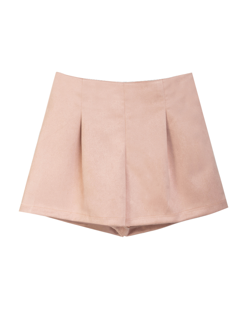 Velour Leder Shorts mit halber gummiband