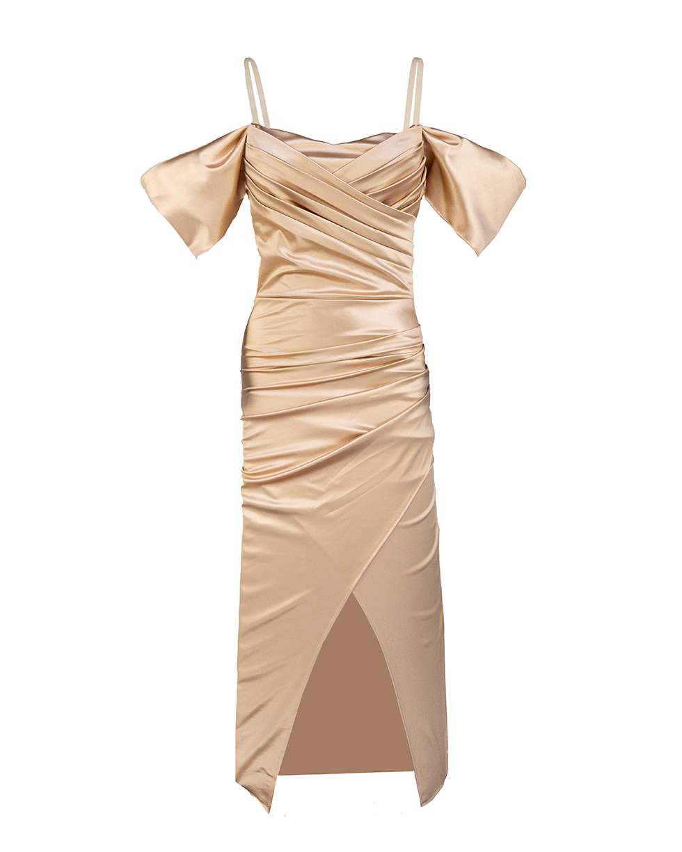 Satin Abendkleid mit Wickeloptik