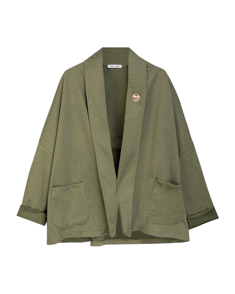 Soft Jersey Jacke mit Blumen Brooches 