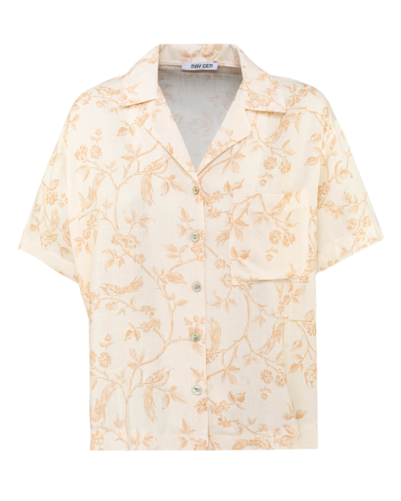 Oversize Hemd mit floralem Print und Brusttasche Oversize Hemd mit floralem Print und Brusttasche