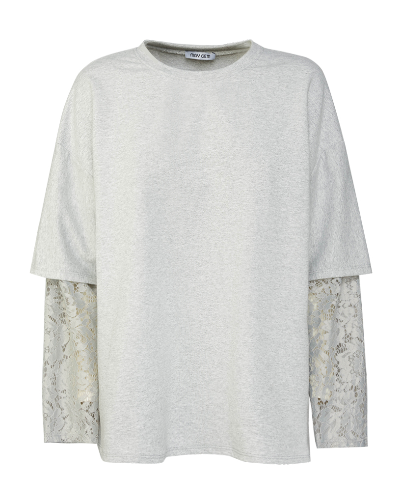 T-Shirt mit Spitzenärmeln T-Shirt mit Spitzenärmeln