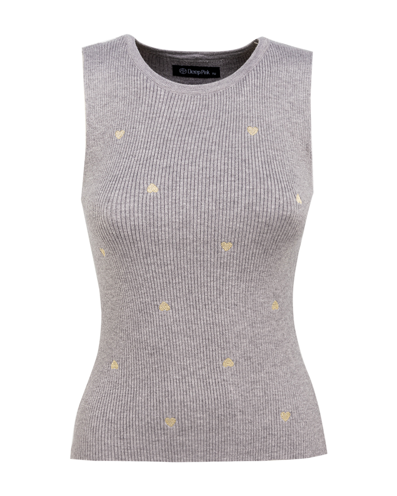 Top mit goldenen Herzchen aus Rippstoff