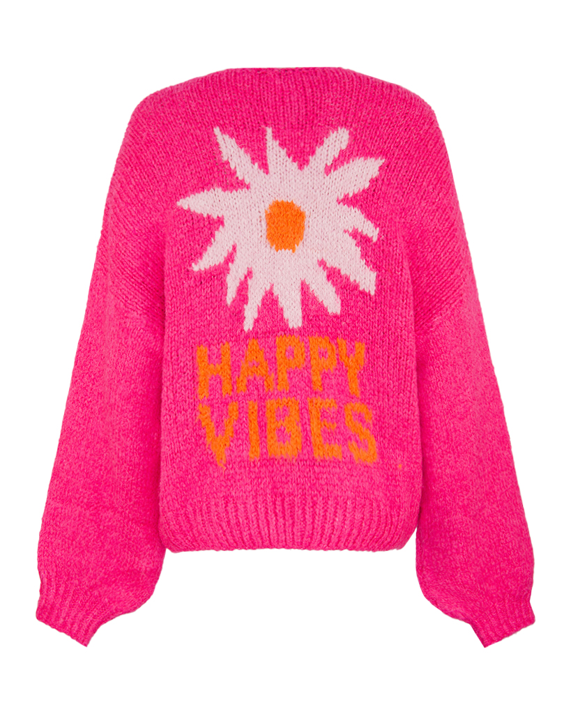 Strick Jacke Blume "Happy Vibes"