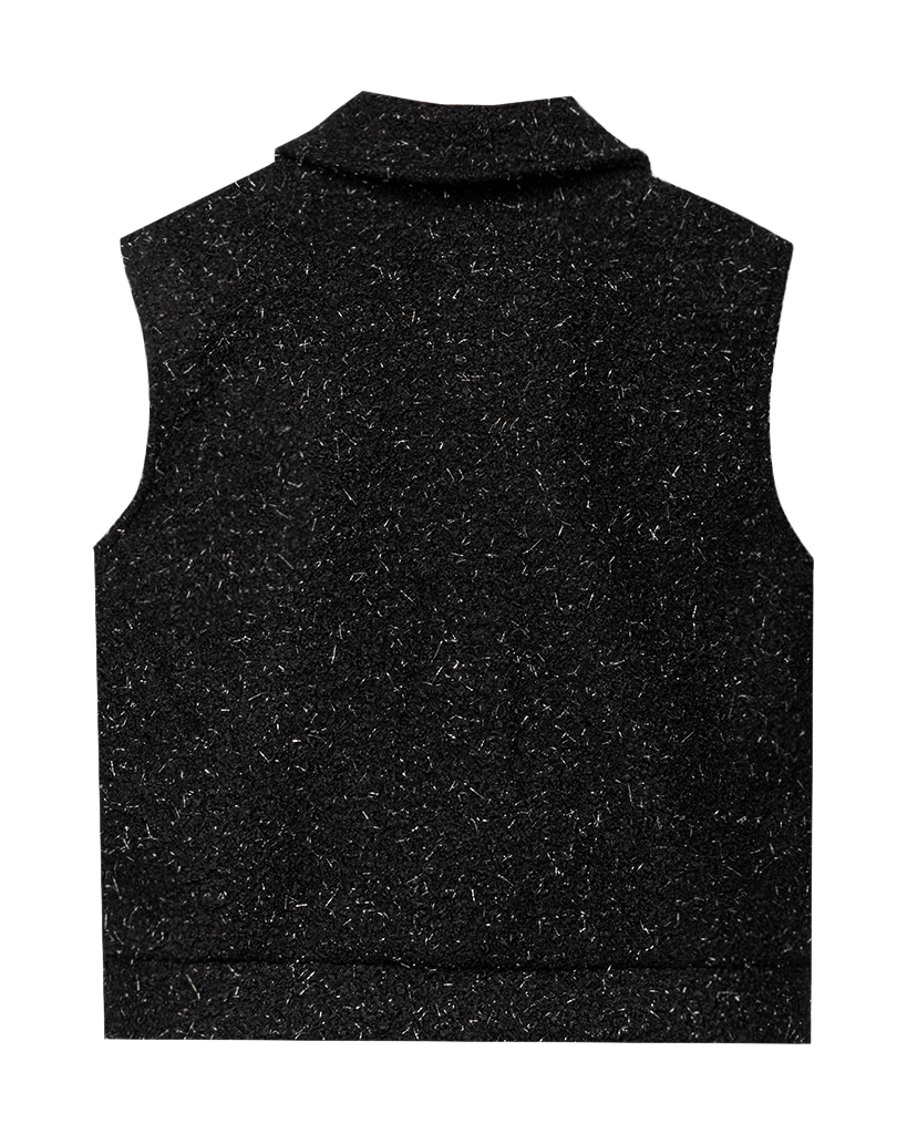 Ärmellose mit Knöpfe Filz Weste mit Lurex Ärmellose mit Knöpfe Filz Weste mit Lurex