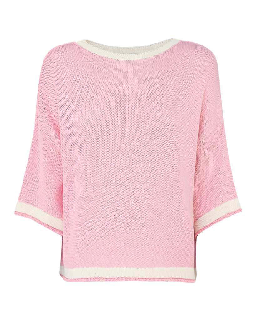 Strick Shirt mit farbigem Rand