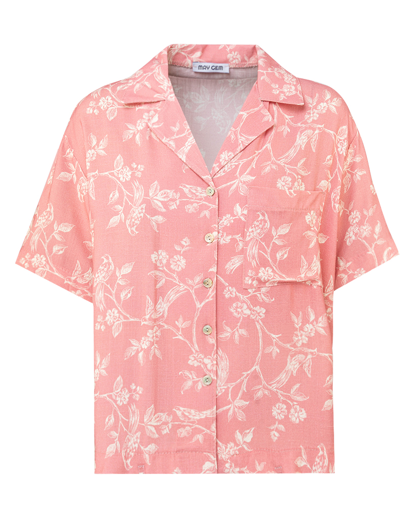 Oversize Hemd mit floralem Print und Brusttasche Oversize Hemd mit floralem Print und Brusttasche