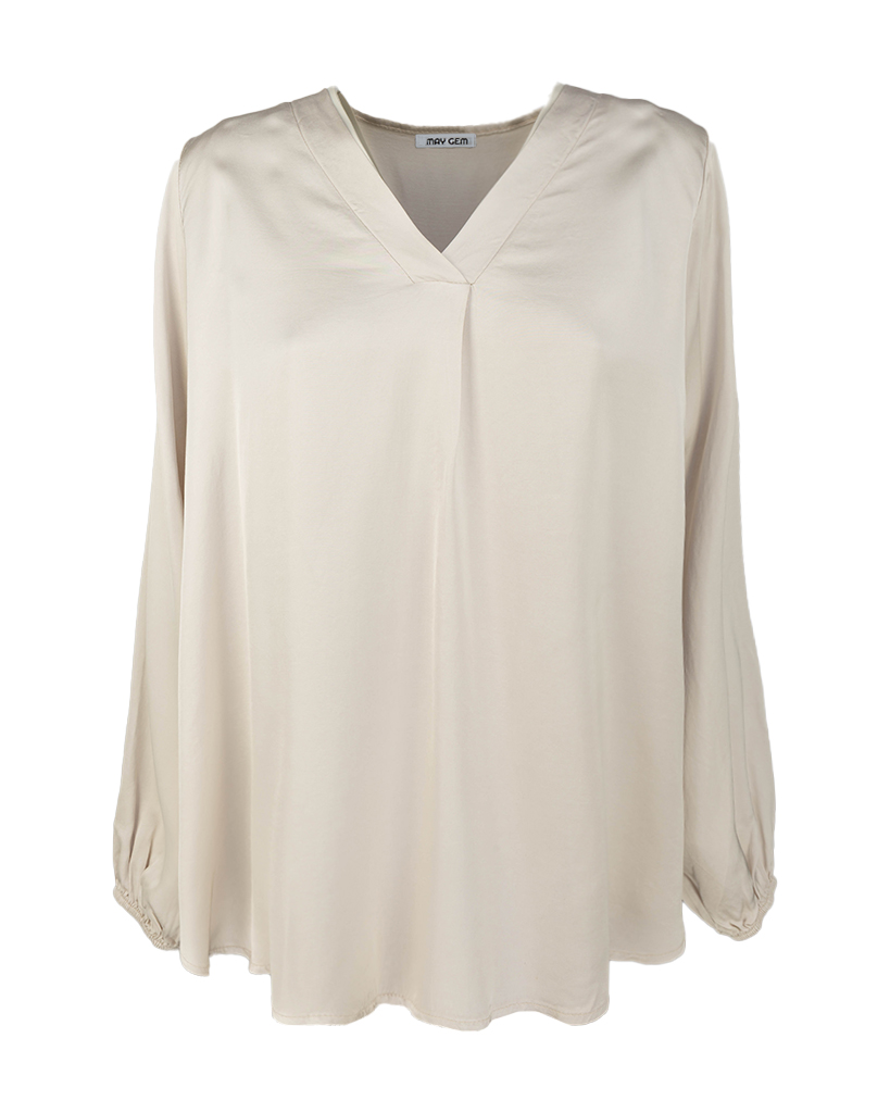 Uni Viskose Bluse mit V-Ausschnitt Uni Viskose Bluse mit V-Ausschnitt