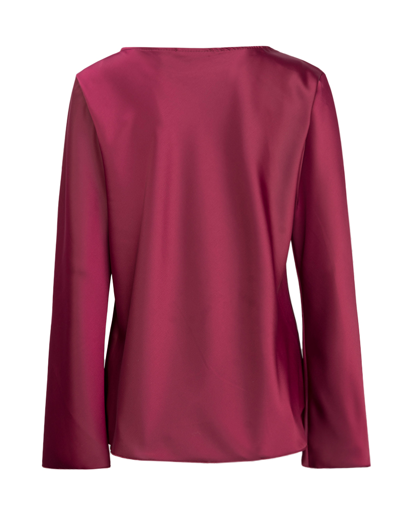 Satin langarm Bluse