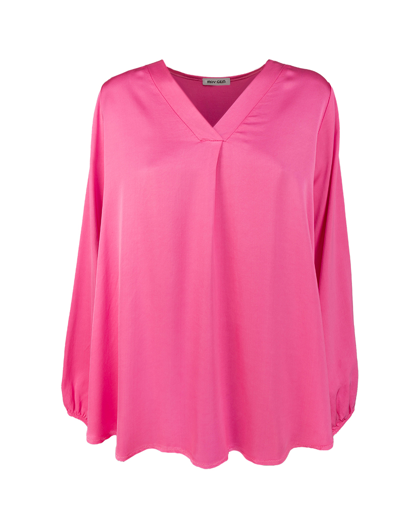 Uni Viskose Bluse mit V-Ausschnitt