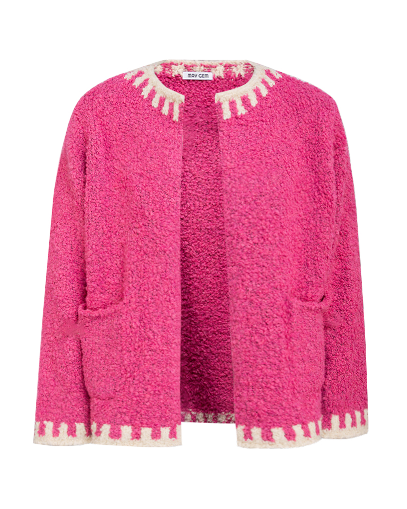 grobe Strickjacke mit abgesetzten Säumen