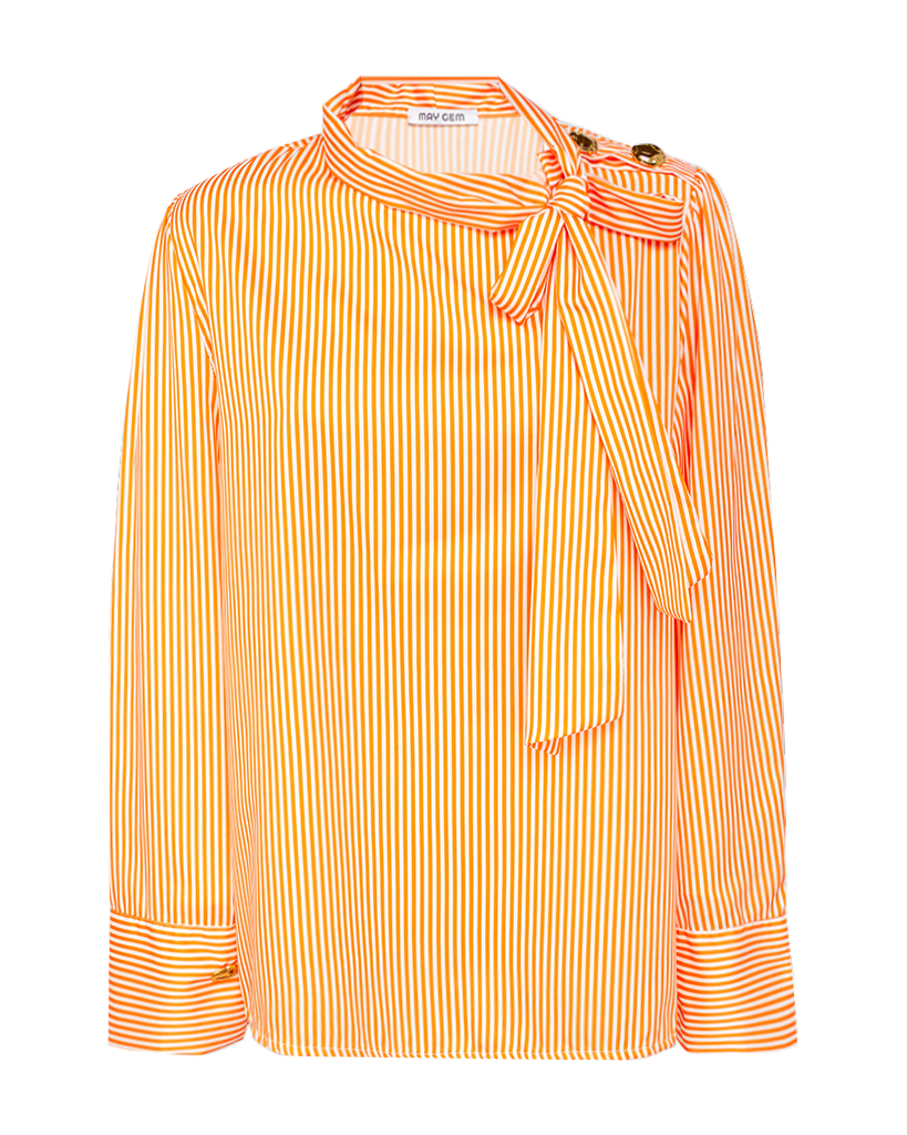 Bluse gestreift mit Schleife am Hals Bluse gestreift mit Schleife am Hals