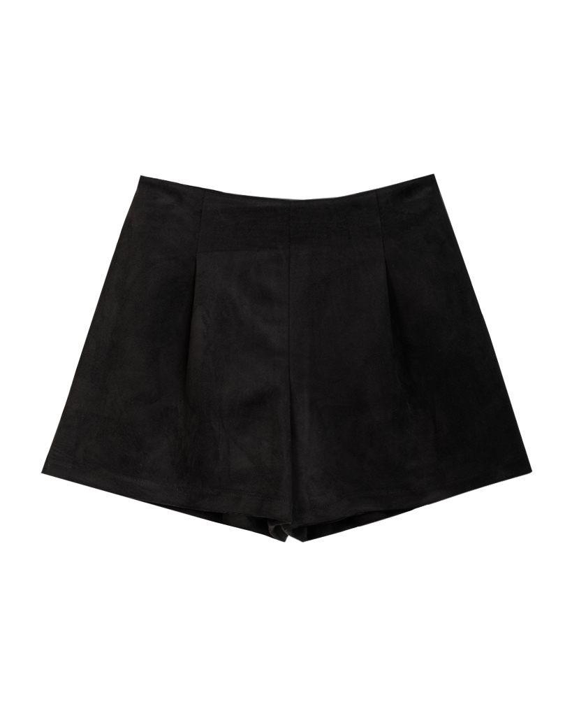 Velour Leder Shorts mit halber gummiband