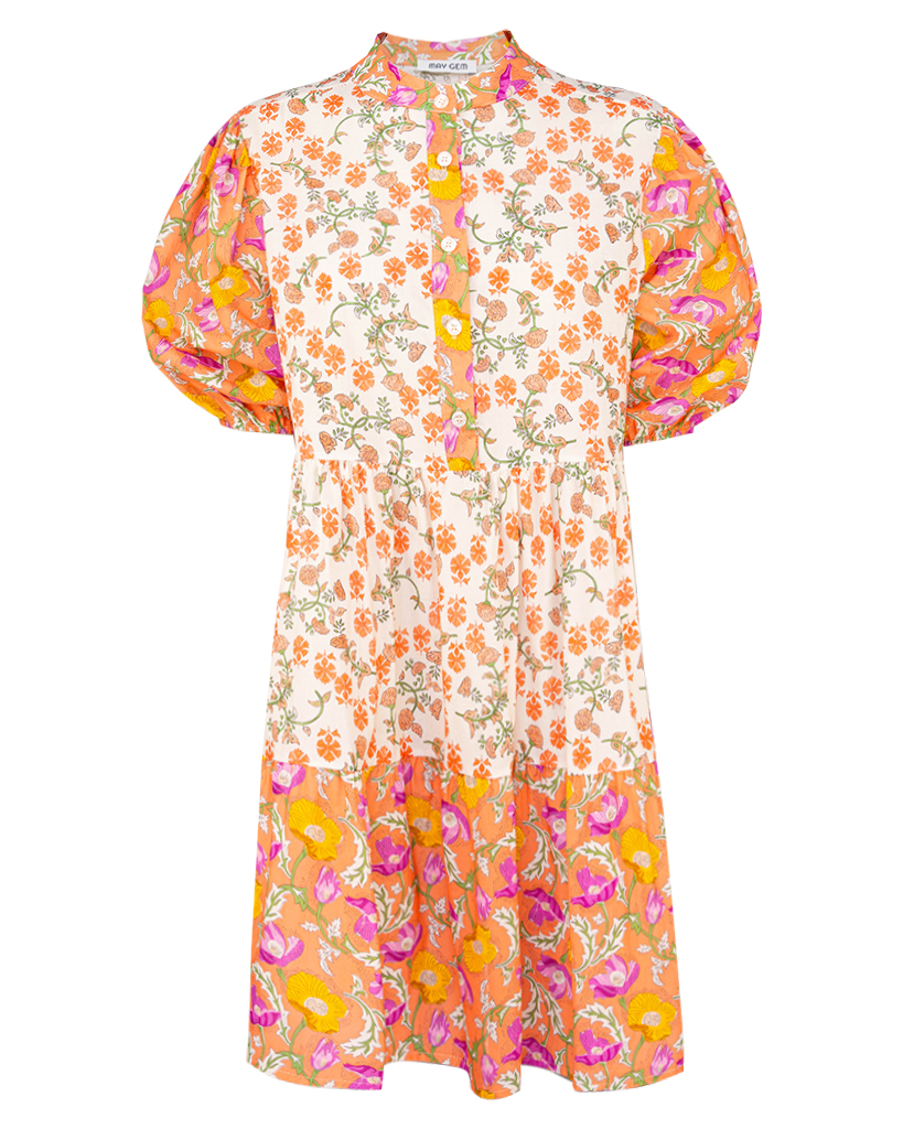 kurzes Tunika-Kleid mit Blumen Muster Print
