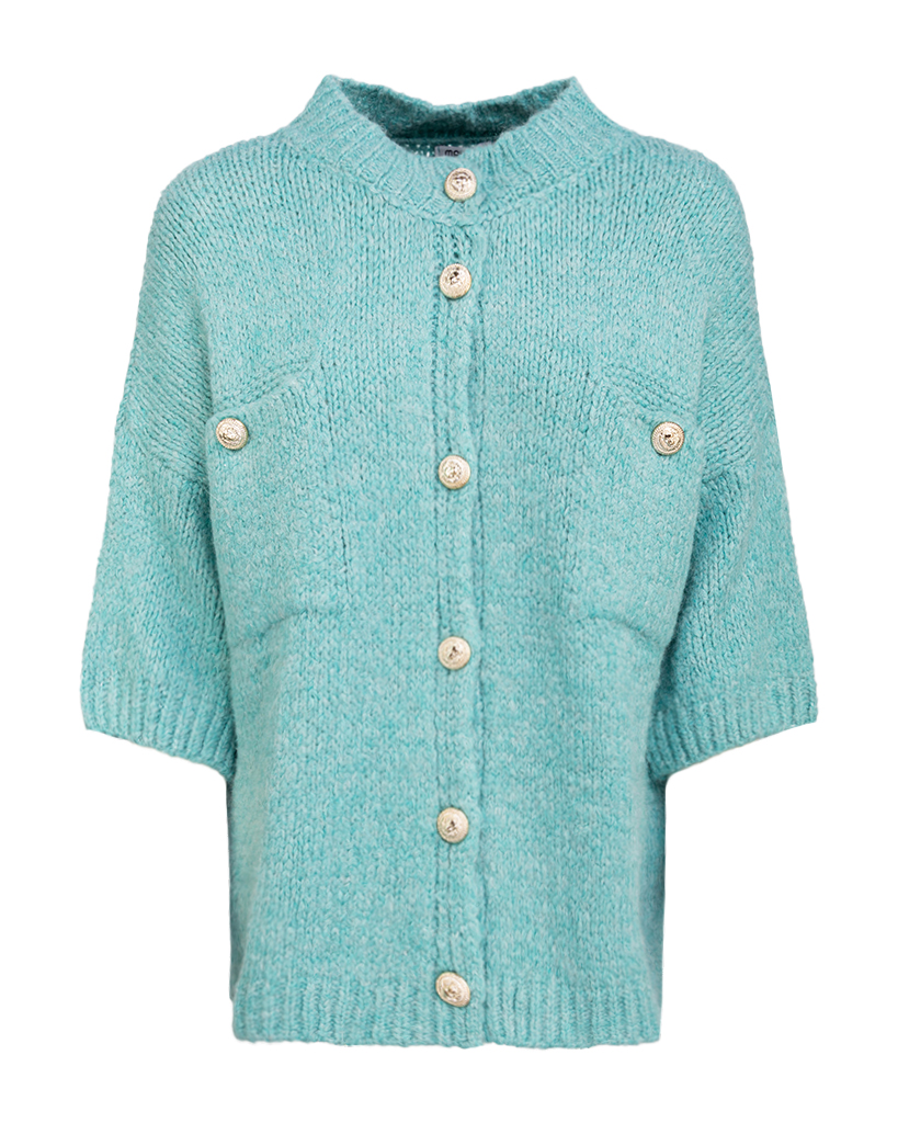 kurzarm Strickjacke mit Brusttaschen kurzarm Strickjacke mit Brusttaschen
