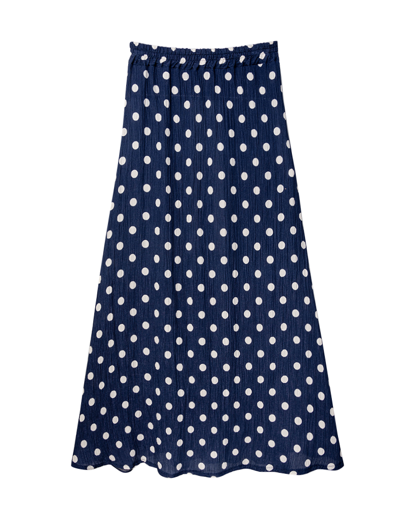 Fließender plissierter Maxirock mit klassischem Polka Dot Muster