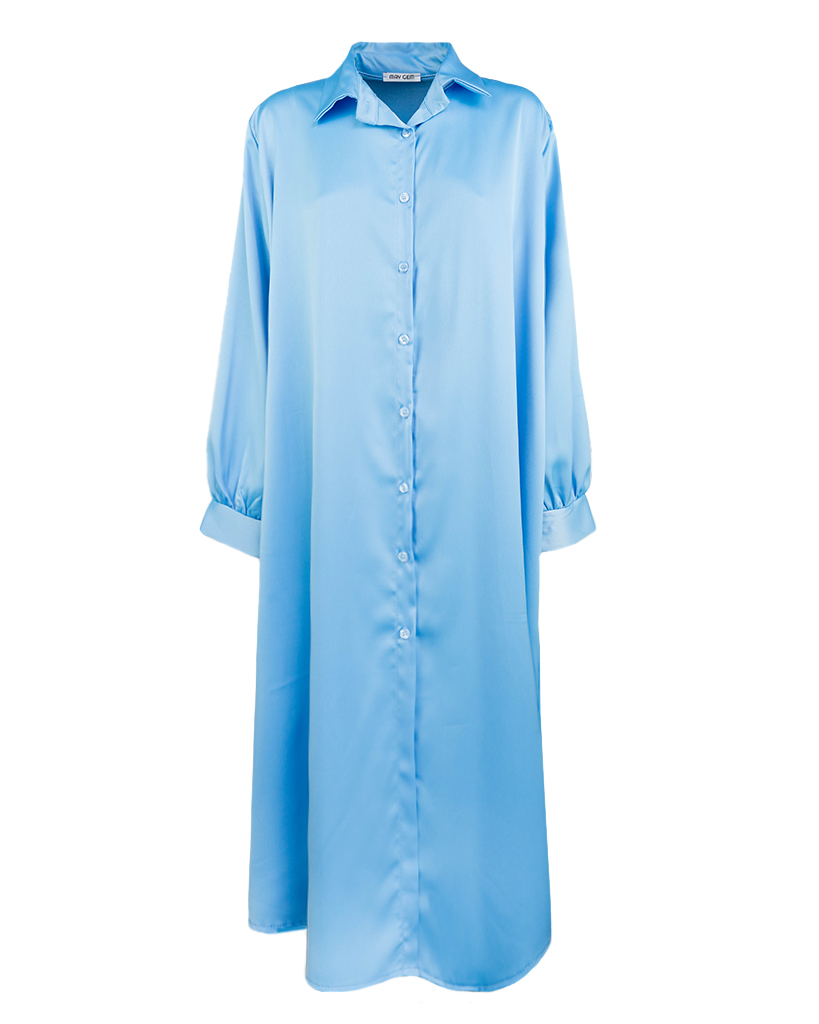 langes seidig glänzendes Hemdblusenkleid langes seidig glänzendes Hemdblusenkleid