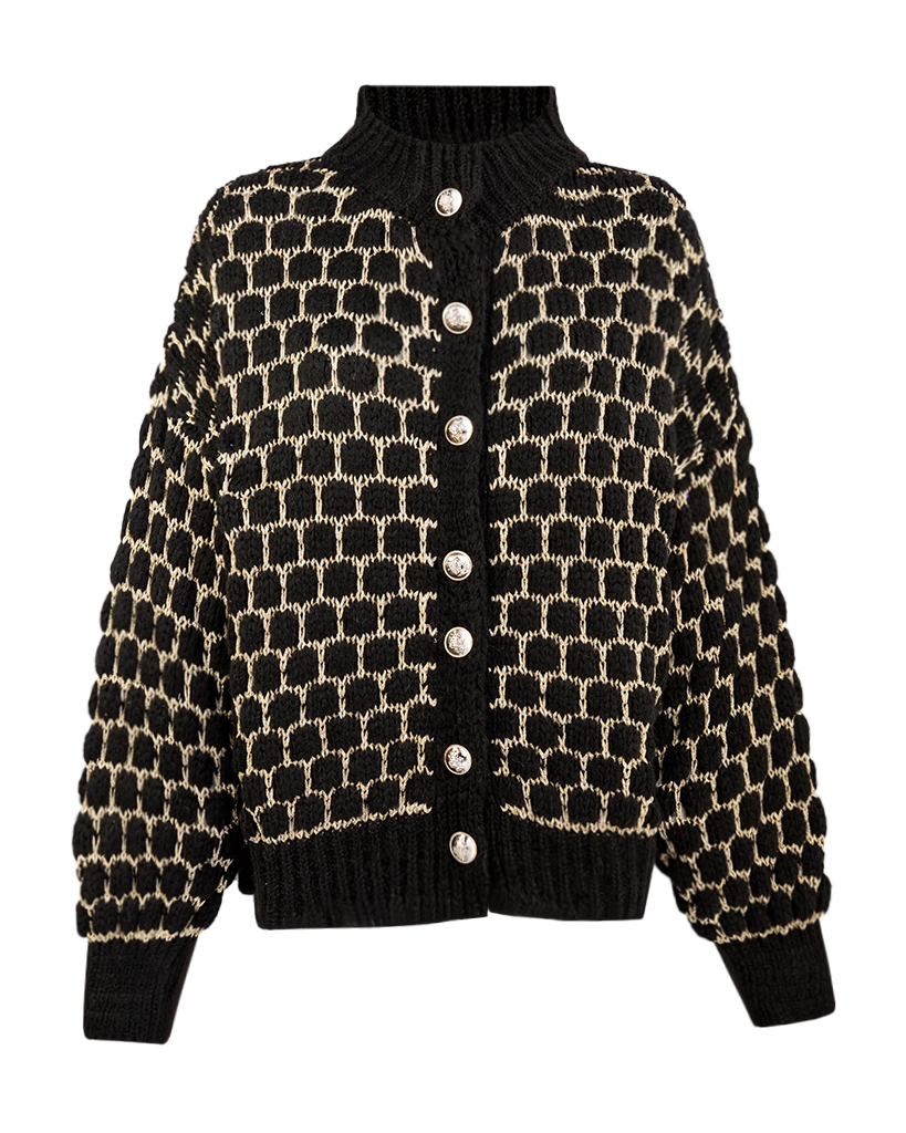 Abiona Strickjacke mit Lurex-Gitter-Webmuster