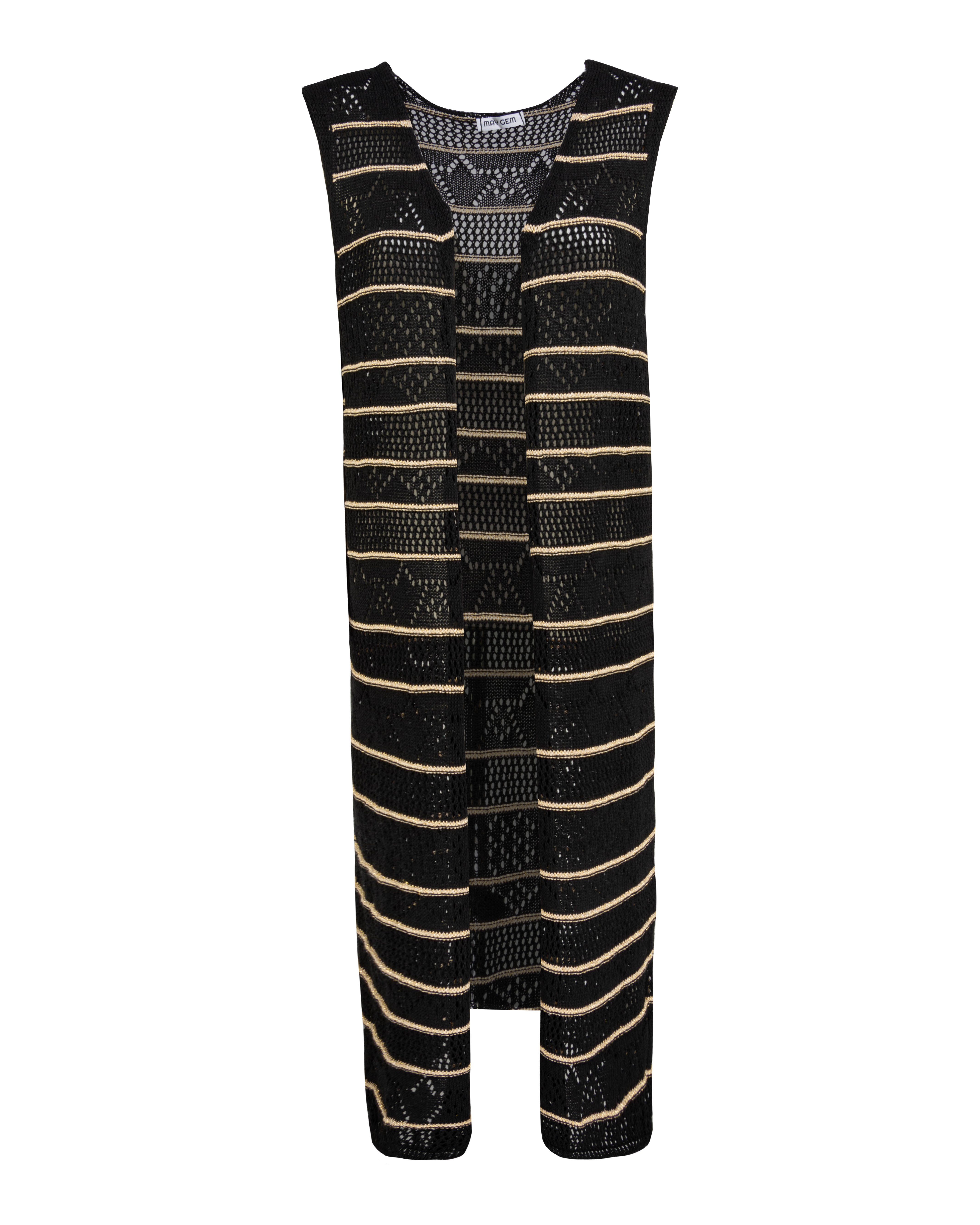 midi Strick Weste mit Lurex-Streifen