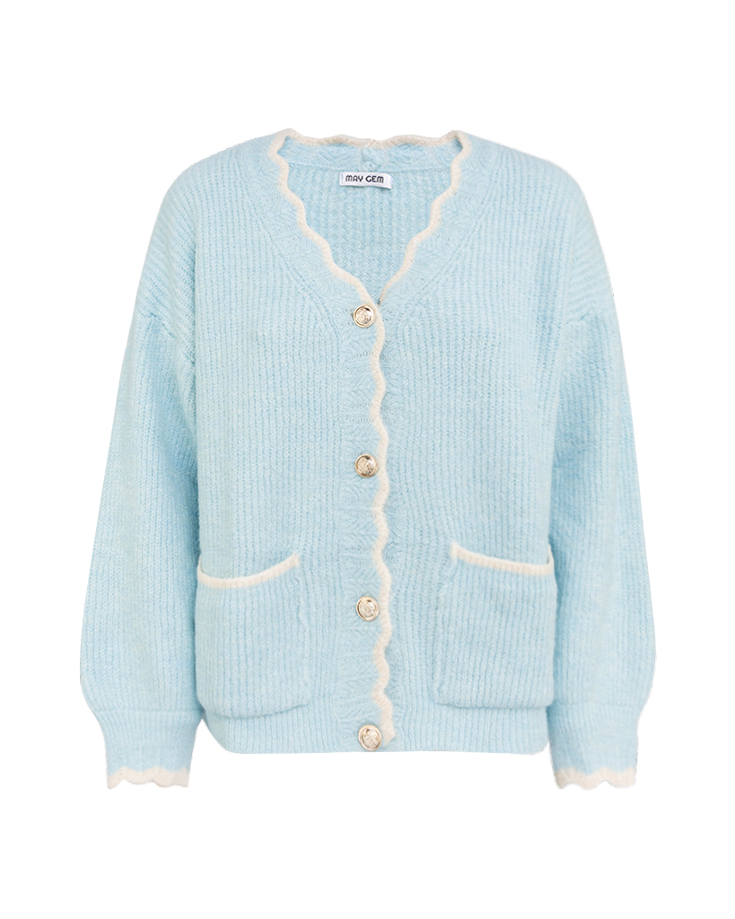 Strickjacke mit Taschen buntem Rand Strickjacke mit Taschen buntem Rand
