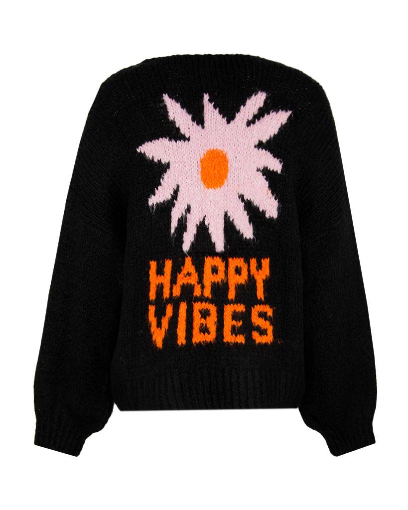 Strick Jacke Blume "Happy Vibes"