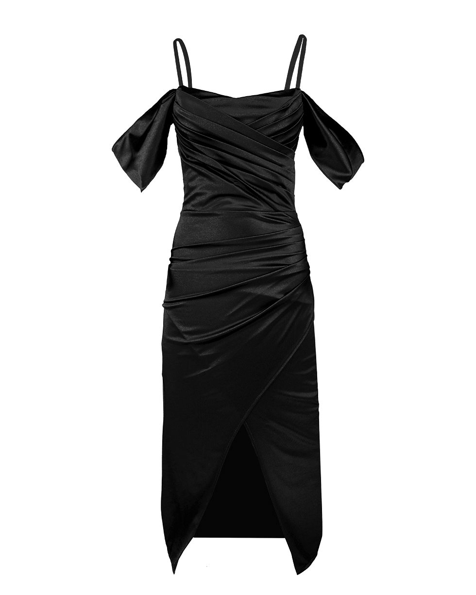 Satin Abendkleid mit Wickeloptik