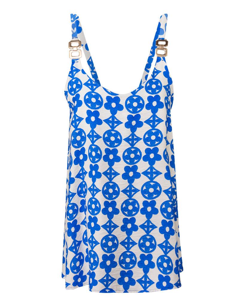 Top mit dekorativen Trägern Blumen Print