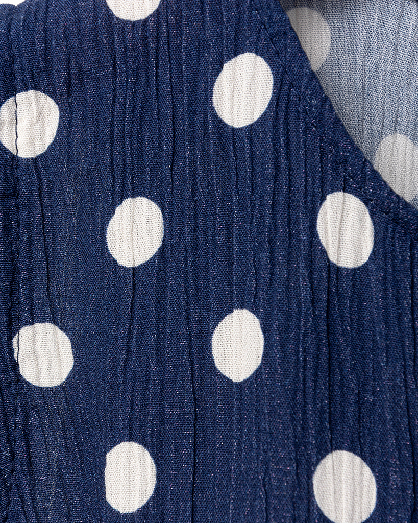 Luftiges plissiertes Polka Dot Tanktop mit elastischem Saum