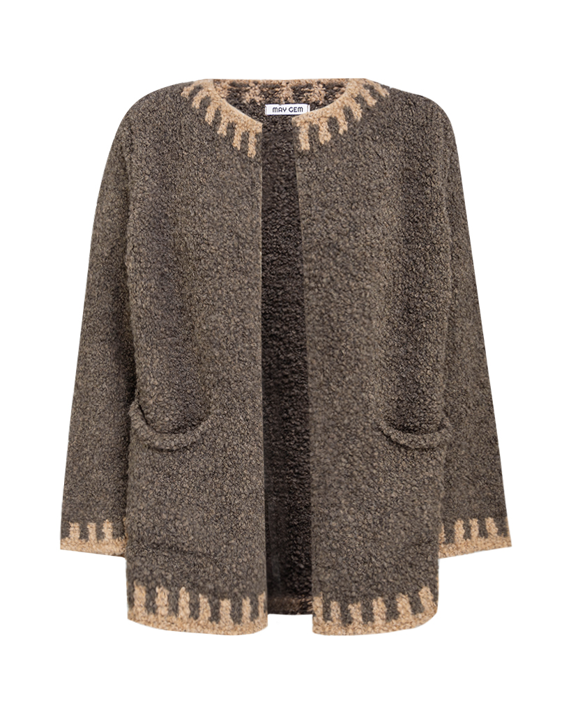 grobe Strickjacke mit abgesetzten Säumen grobe Strickjacke mit abgesetzten Säumen
