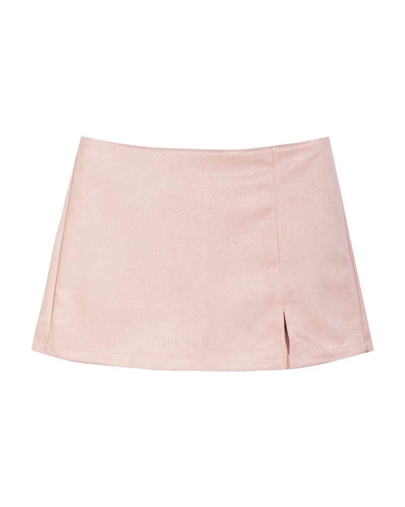 Velour leder Skort mit Schlitz 